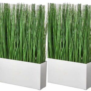 Artificial White Potted Grass Plant *Beautiful Statement Plant NEW ((1 PLANT))